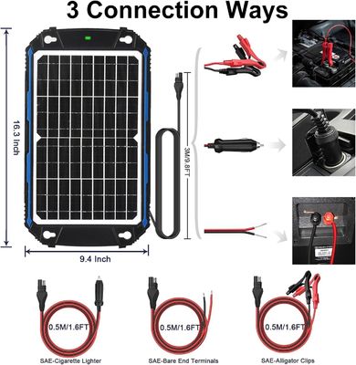 12W 12V-Solarpanel-Trickle-Ladegerät Solarbetrieb Batterie-Maintainer MPPT