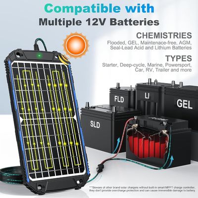 12W 12V-Solarpanel-Trickle-Ladegerät Solarbetrieb Batterie-Maintainer MPPT