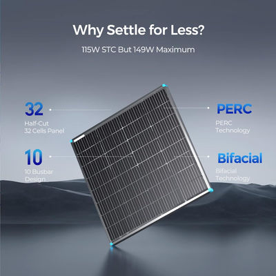 115 Watt 12 Volt starres Solarmodul Monokristallines Solarmodul Zellstrom