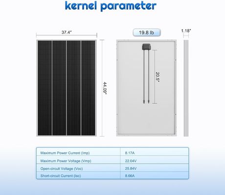 Monokristalline PV starre Solarzelle 12V 180W Kompakt