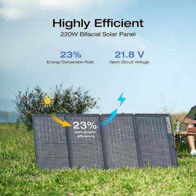 220 Watt tragbare Solarzelle Klappbare zweigliedrige Monokristallin für den Außenbereich