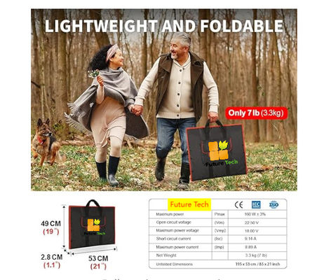 FT160 Portable Flexible Solar Cell Charger System 160W 18V mit schwarzem ABS