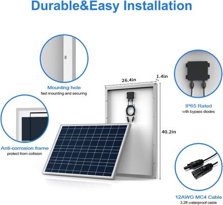 Polykristalline Solarzellen für Balkone ausgeschaltet 100 Watt 12 Volt