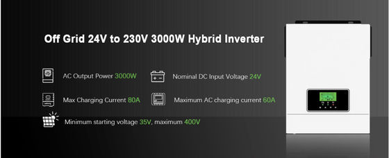 FT3000 Solarhybrid-Inverter 3200W eingebaut in 80A MPPT Solar Charge Controller mit weißem