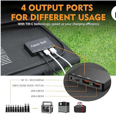 FTB70000 Power Bank mit 350 Watt Solargenerator, 60 Watt Solarpanel und 10 Watt USB LED Lichtsatz