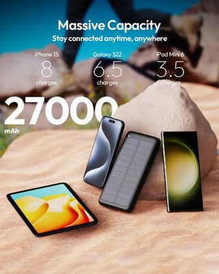 USB C Portable Solar Charger 27000mAh für Mobiltelefon und Tablet