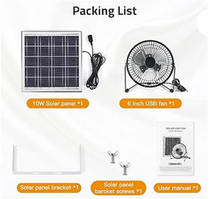 FTB10 Sonnenkollektor Auspuffventilator 6 Zoll Solarventilator Hochluftstrom 2000 RPM 36dB