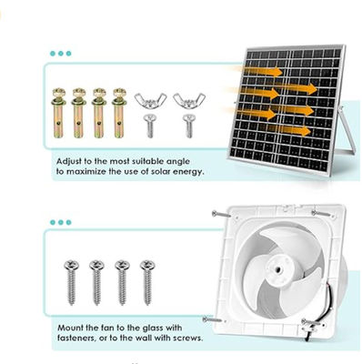 Weißes monochristallines Mini-Solarpanel-Kit Bürstenloser Ventilator 30W 8&quot;