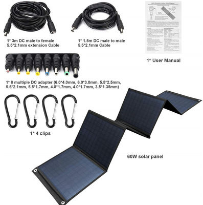 High Efficiency Foldable Solar Panel 60W mit 5V USB für Camping, Mobiltelefon
